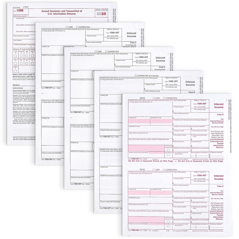 Dutymark 1099 INT Tax Forms 2025 Interest Income Set, 4 Part 25 Pack, Great for QuickBooks and Accounting Software 25 Laser Form Sets for Interest Income, 1099-INT 2025 - Image 3